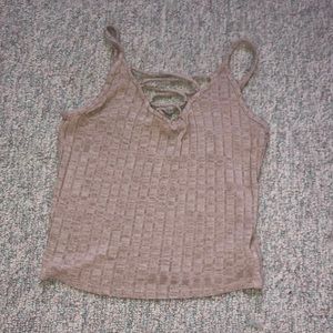 nude tank top lace up